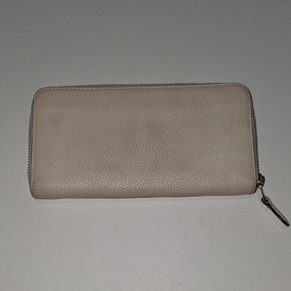 Coach Slim Zip Around Wallet Pebbled Leather Off-White Cream Clutch Minimalist - Picture 5 of 11